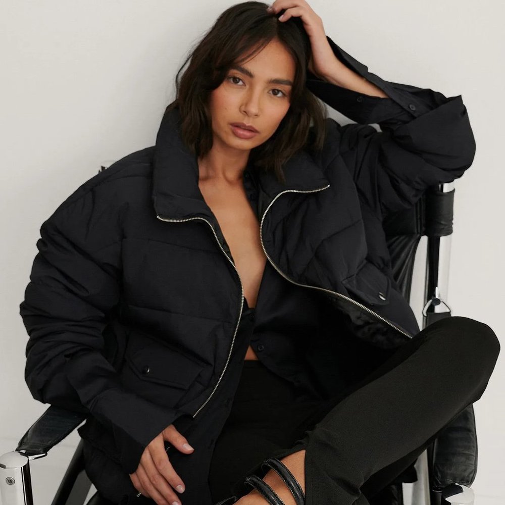 NA-KD Big Pocket Cropped Padded Puffer Jacket SZ XXS